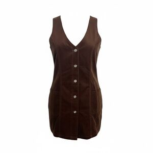 Sincerely Jules Women's Corduroy Chocolate Brown Mini‎ Dress Size Large New